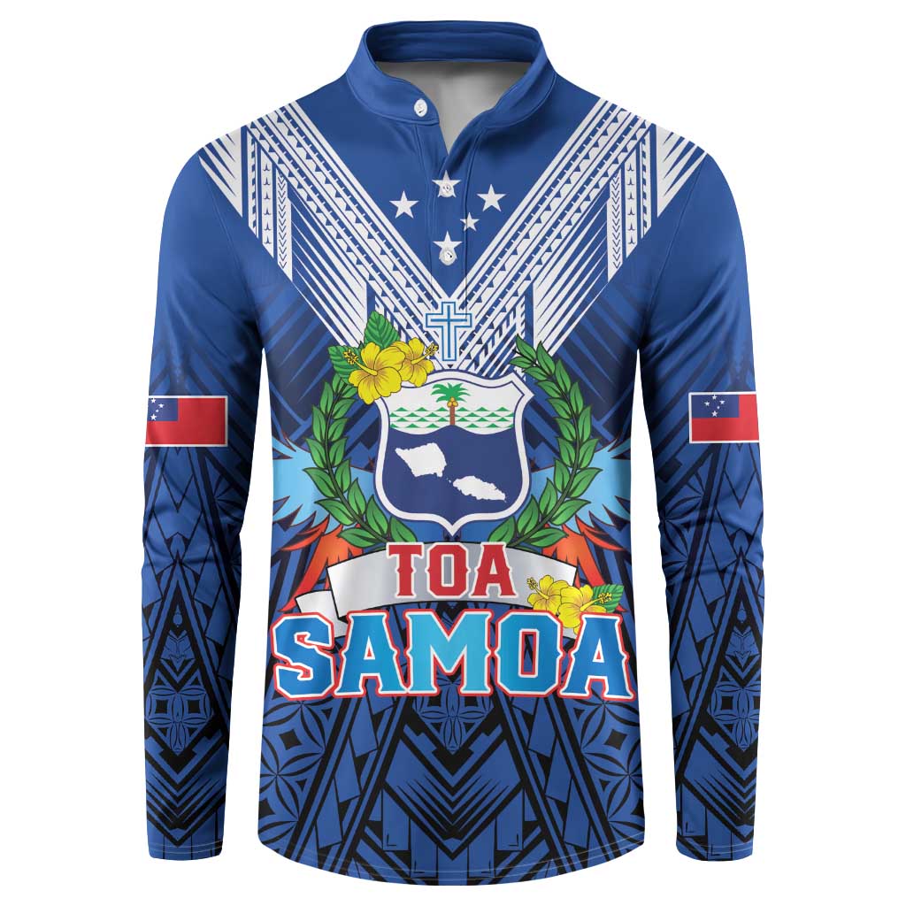 Custom Rugby Toa Samoa Button Sweatshirt Samoa mo Samoa Strength in Tatau - Polynesian Pride