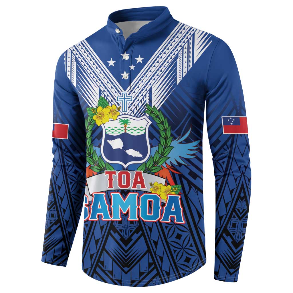 Custom Rugby Toa Samoa Button Sweatshirt Samoa mo Samoa Strength in Tatau - Polynesian Pride