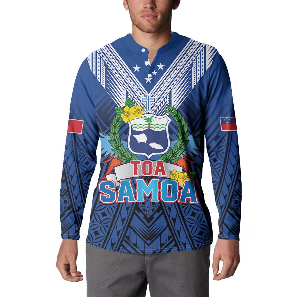 Custom Rugby Toa Samoa Button Sweatshirt Samoa mo Samoa Strength in Tatau - Polynesian Pride