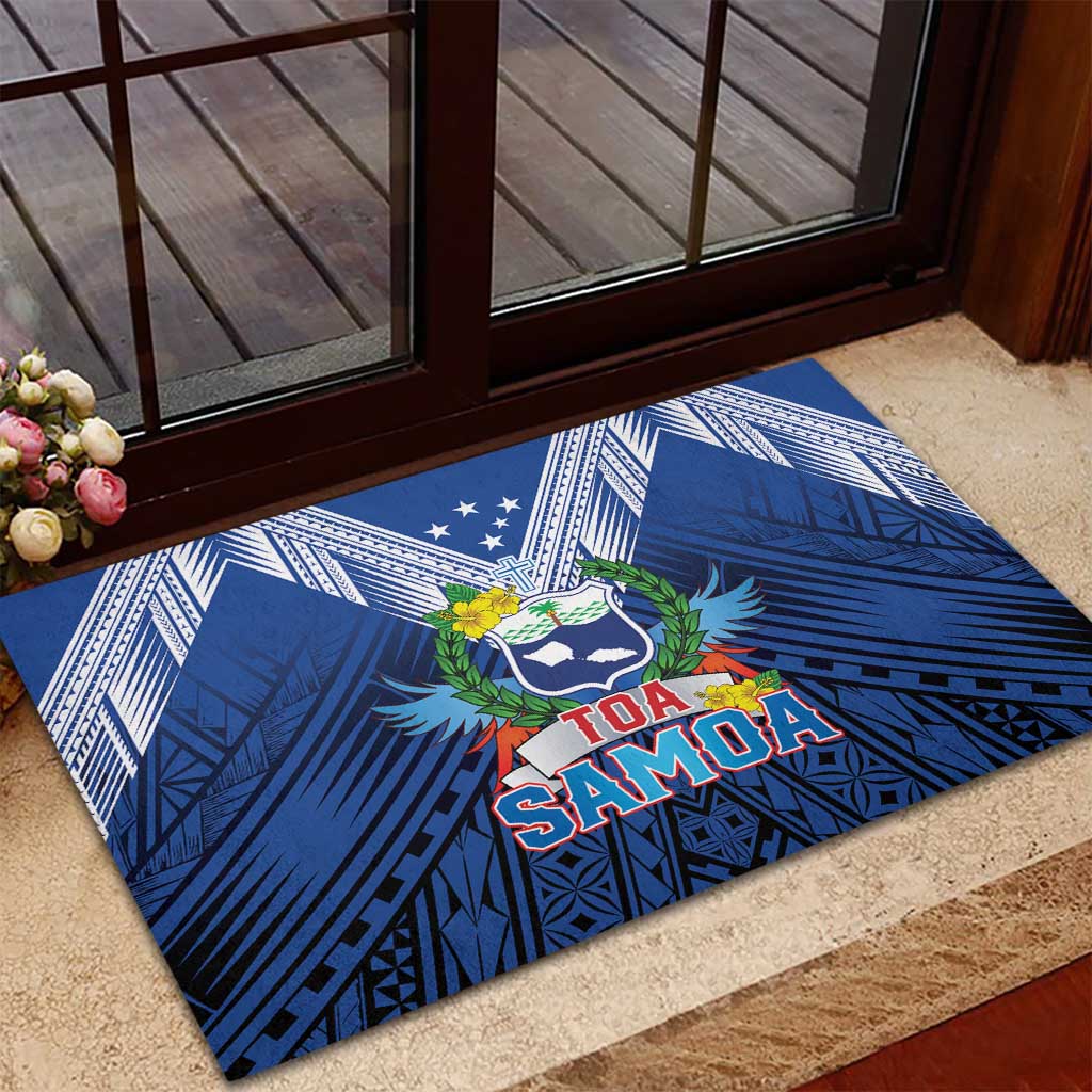 Rugby Toa Samoa Rubber Doormat Samoa mo Samoa Strength in Tatau - Polynesian Pride