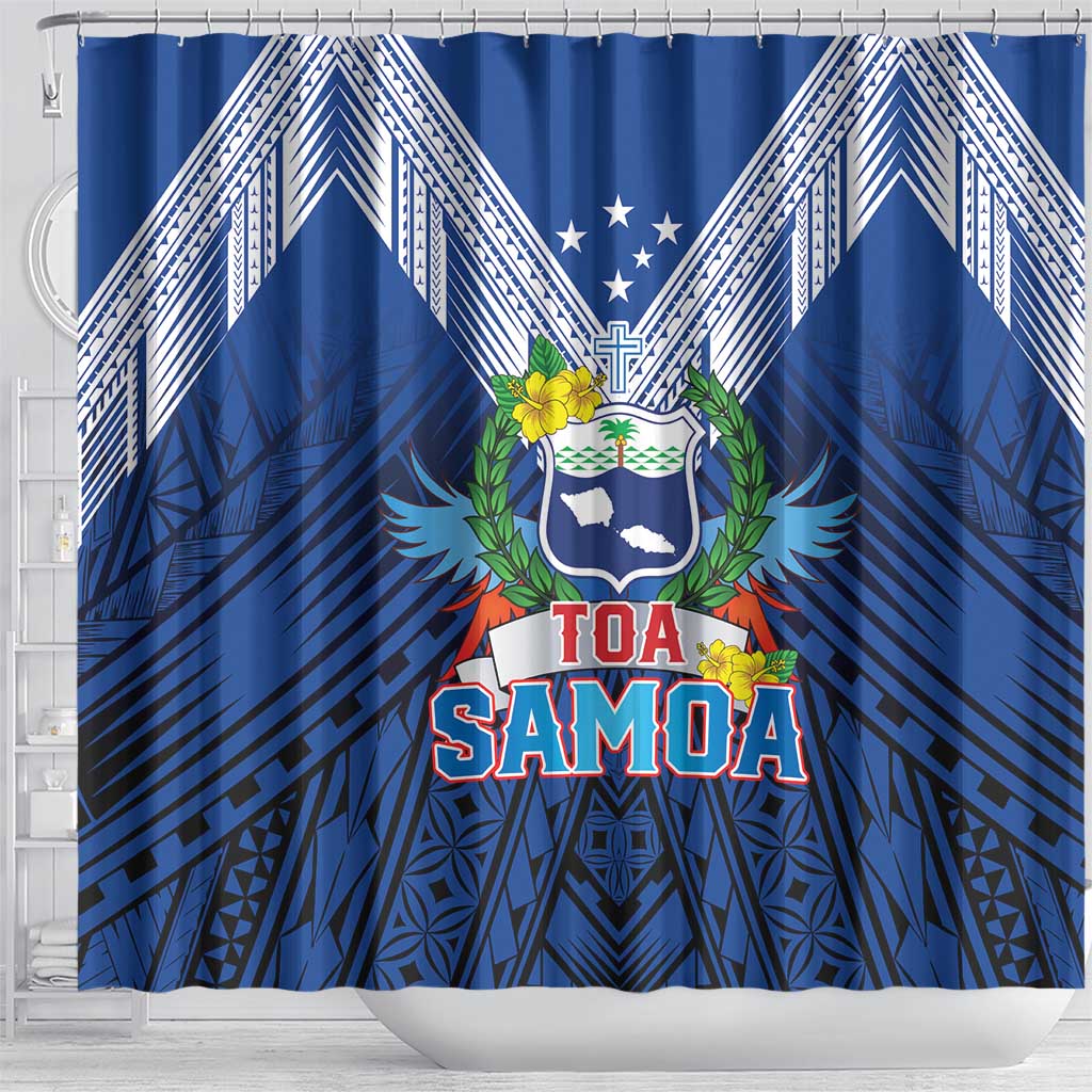 Rugby Toa Samoa Shower Curtain Samoa mo Samoa Strength in Tatau - Polynesian Pride