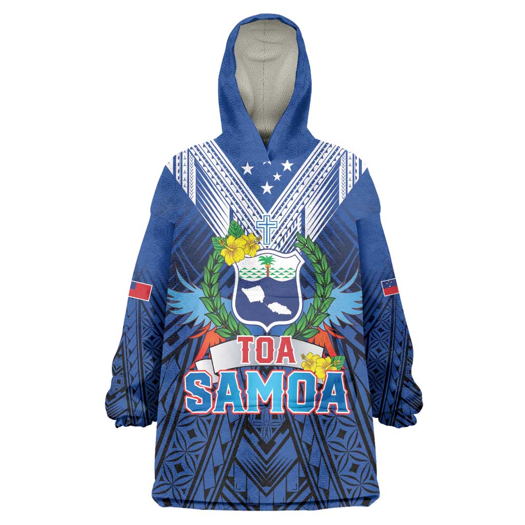 Custom Rugby Toa Samoa Wearable Blanket Hoodie Samoa mo Samoa Strength in Tatau - Polynesian Pride