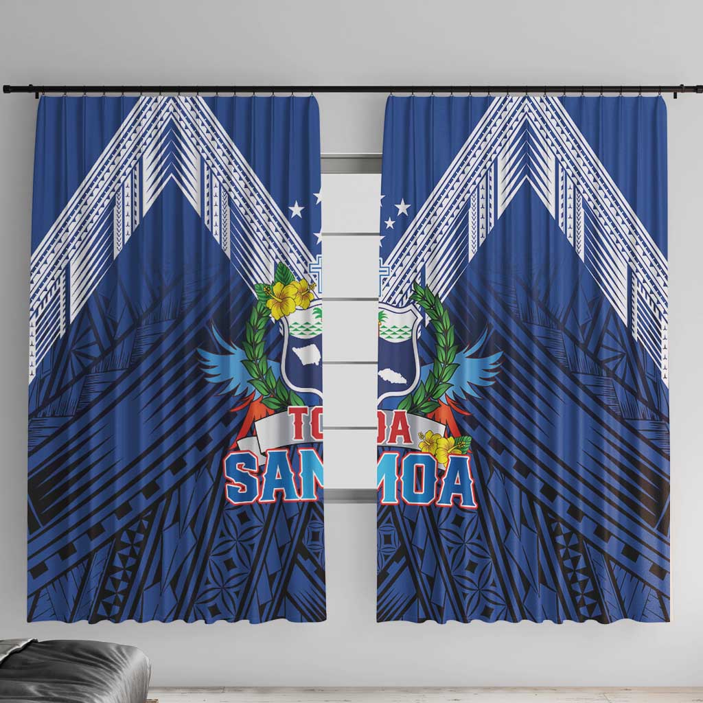 Rugby Toa Samoa Window Curtain Samoa mo Samoa Strength in Tatau - Polynesian Pride