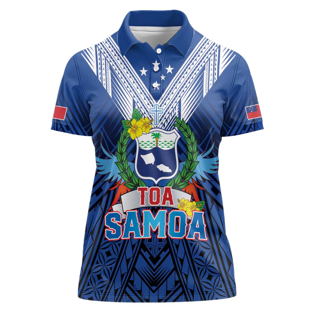 Custom Rugby Toa Samoa Women Polo Shirt Samoa mo Samoa Strength in Tatau - Polynesian Pride