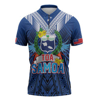 Custom Rugby Toa Samoa Zipper Polo Shirt Samoa mo Samoa Strength in Tatau - Polynesian Pride