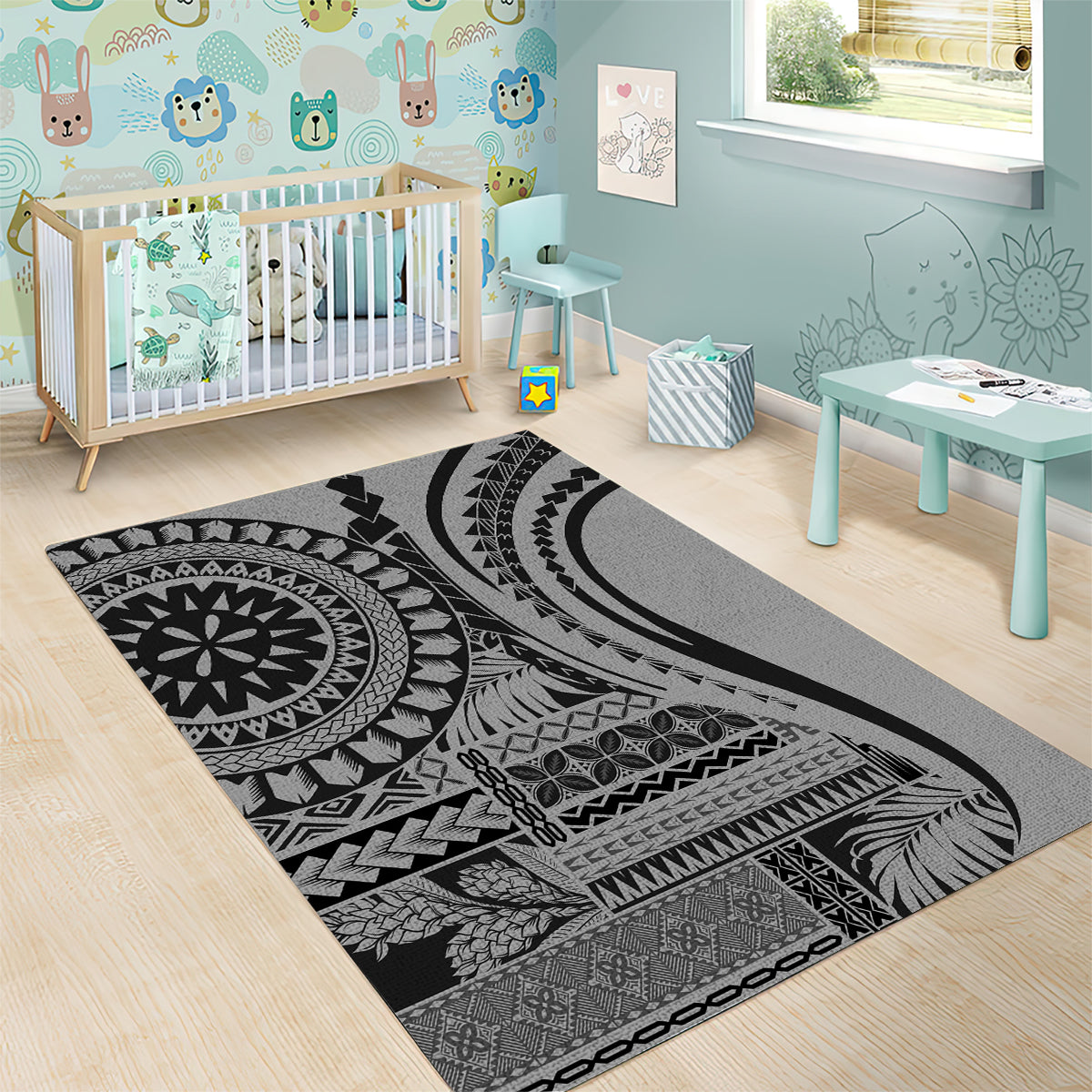 Samoa Siapo Arty Area Rug Black Style LT9 - Polynesian Pride
