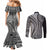 Samoa Siapo Arty Couples Matching Mermaid Dress and Long Sleeve Button Shirt Black Style LT9 - Polynesian Pride