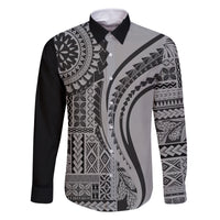 Samoa Siapo Arty Family Matching Mermaid Dress and Hawaiian Shirt Black Style LT9 Dad's Shirt - Long Sleeve Black - Polynesian Pride