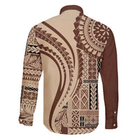 Samoa Siapo Arty Family Matching Summer Maxi Dress and Hawaiian Shirt Brown Style LT9 - Polynesian Pride