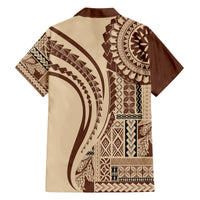 Samoa Siapo Arty Family Matching Tank Maxi Dress and Hawaiian Shirt Brown Style LT9 - Polynesian Pride