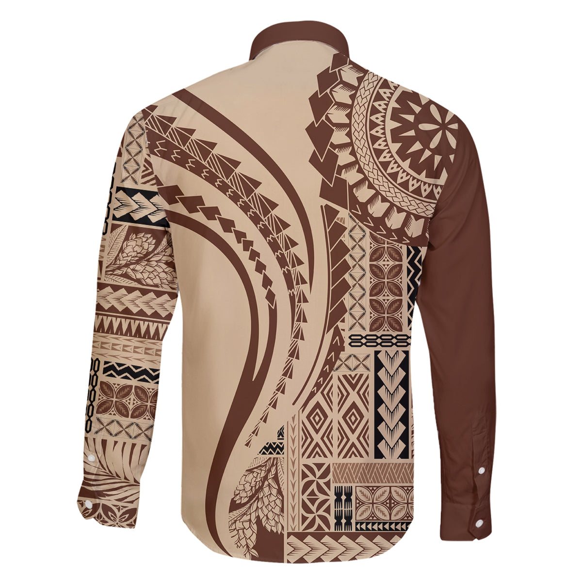 Samoa Siapo Arty Family Matching Tank Maxi Dress and Hawaiian Shirt Brown Style LT9 - Polynesian Pride