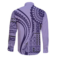Samoa Siapo Arty Family Matching Off Shoulder Maxi Dress and Hawaiian Shirt Purple Style LT9 - Polynesian Pride