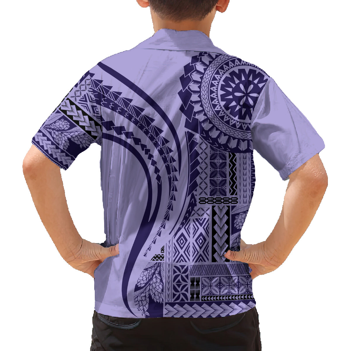 Samoa Siapo Arty Family Matching Tank Maxi Dress and Hawaiian Shirt Purple Style LT9 - Polynesian Pride