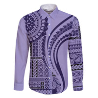 Samoa Siapo Arty Family Matching Tank Maxi Dress and Hawaiian Shirt Purple Style LT9 Dad's Shirt - Long Sleeve Purple - Polynesian Pride