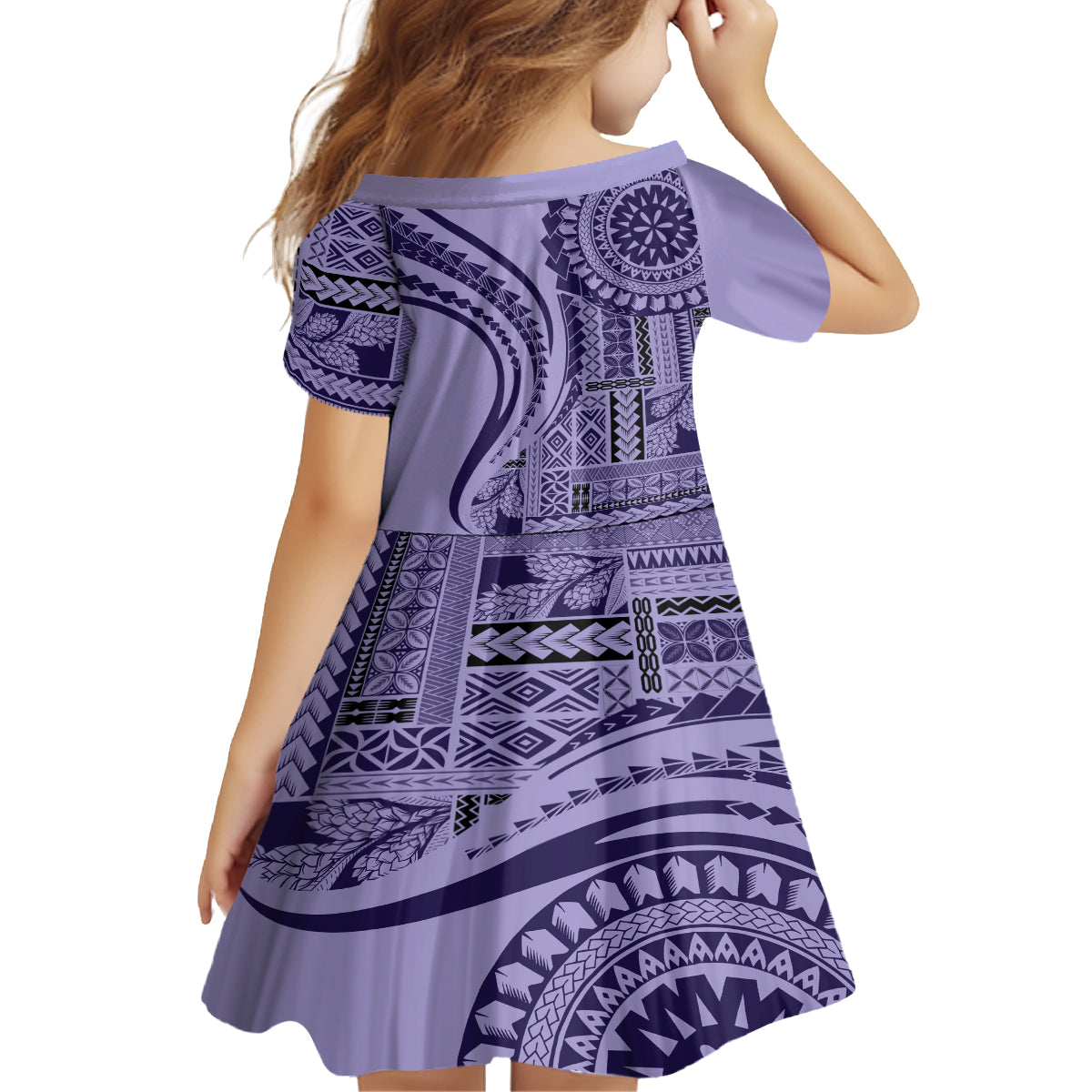 Samoa Siapo Arty Kid Short Sleeve Dress Purple Style LT9 - Polynesian Pride