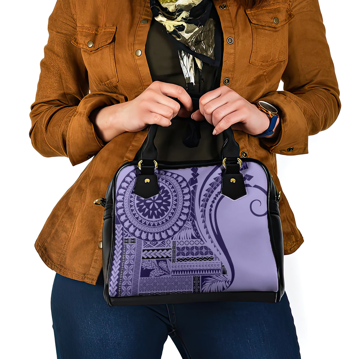 Samoa Siapo Arty Shoulder Handbag Purple Style LT9 - Polynesian Pride