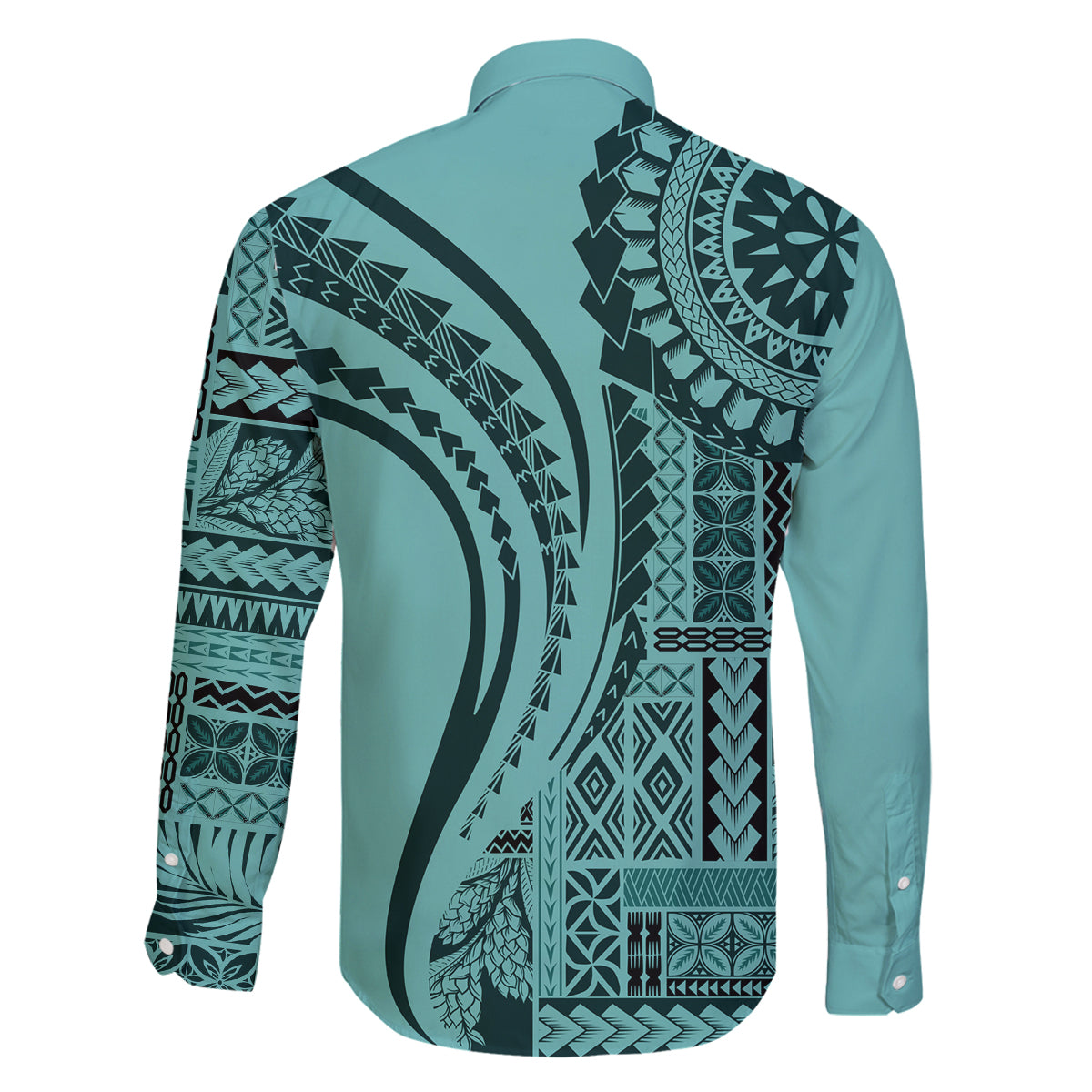 Samoa Siapo Arty Family Matching Puletasi Dress and Hawaiian Shirt Turquoise Style LT9 - Polynesian Pride