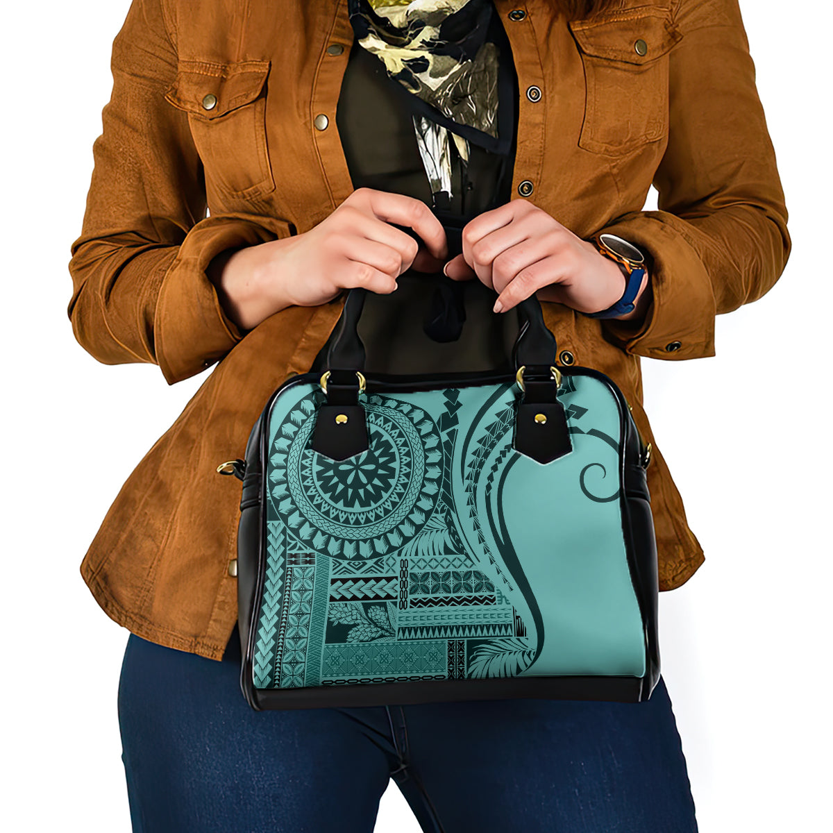 Samoa Siapo Arty Shoulder Handbag Turquoise Style LT9 - Polynesian Pride