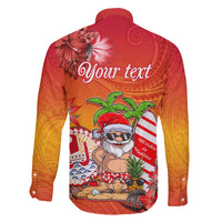 Personalised Wishes in Tahitian Christmas Family Matching Short Sleeve Bodycon Dress and Hawaiian Shirt French Polynesia Santa Beach LT9 - Polynesian Pride