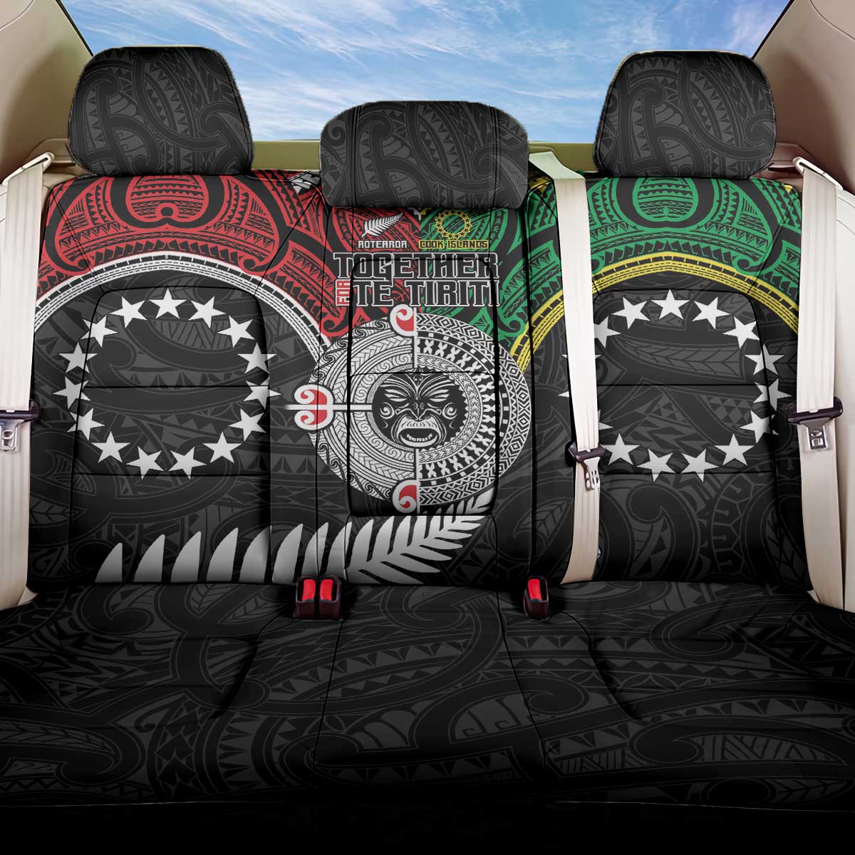 Aotearoa and Cook Islands Mo Te Tiriti Back Car Seat Cover New Zealand Honour The Treaty Ake!Ake!Ake! LT9 One Size Green - Polynesian Pride