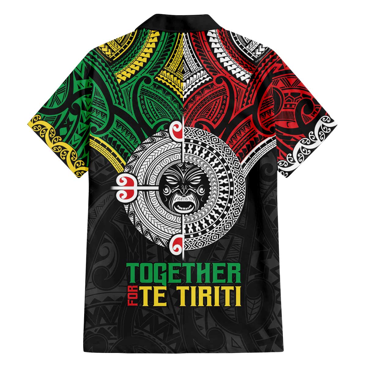 Aotearoa and Cook Islands Mo Te Tiriti Family Matching Off The Shoulder Long Sleeve Dress and Hawaiian Shirt New Zealand Honour The Treaty Ake!Ake!Ake! LT9 - Polynesian Pride