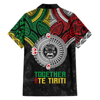 Aotearoa and Cook Islands Mo Te Tiriti Family Matching Off The Shoulder Long Sleeve Dress and Hawaiian Shirt New Zealand Honour The Treaty Ake!Ake!Ake! LT9 - Polynesian Pride