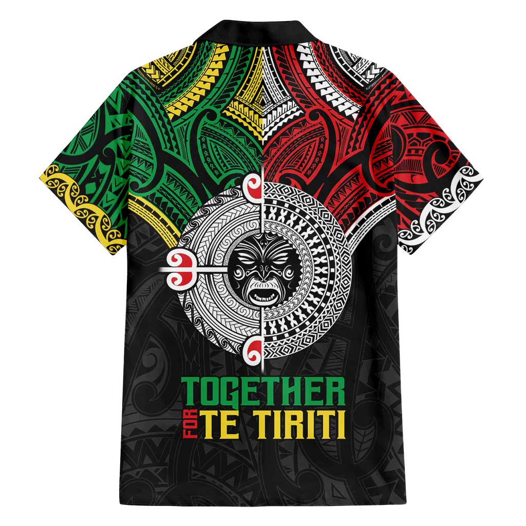 Aotearoa and Cook Islands Mo Te Tiriti Family Matching Off Shoulder Short Dress and Hawaiian Shirt New Zealand Honour The Treaty Ake!Ake!Ake! LT9 - Polynesian Pride