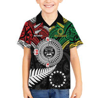Aotearoa and Cook Islands Mo Te Tiriti Family Matching Puletasi and Hawaiian Shirt New Zealand Honour The Treaty Ake!Ake!Ake! LT9 Son's Shirt Green - Polynesian Pride