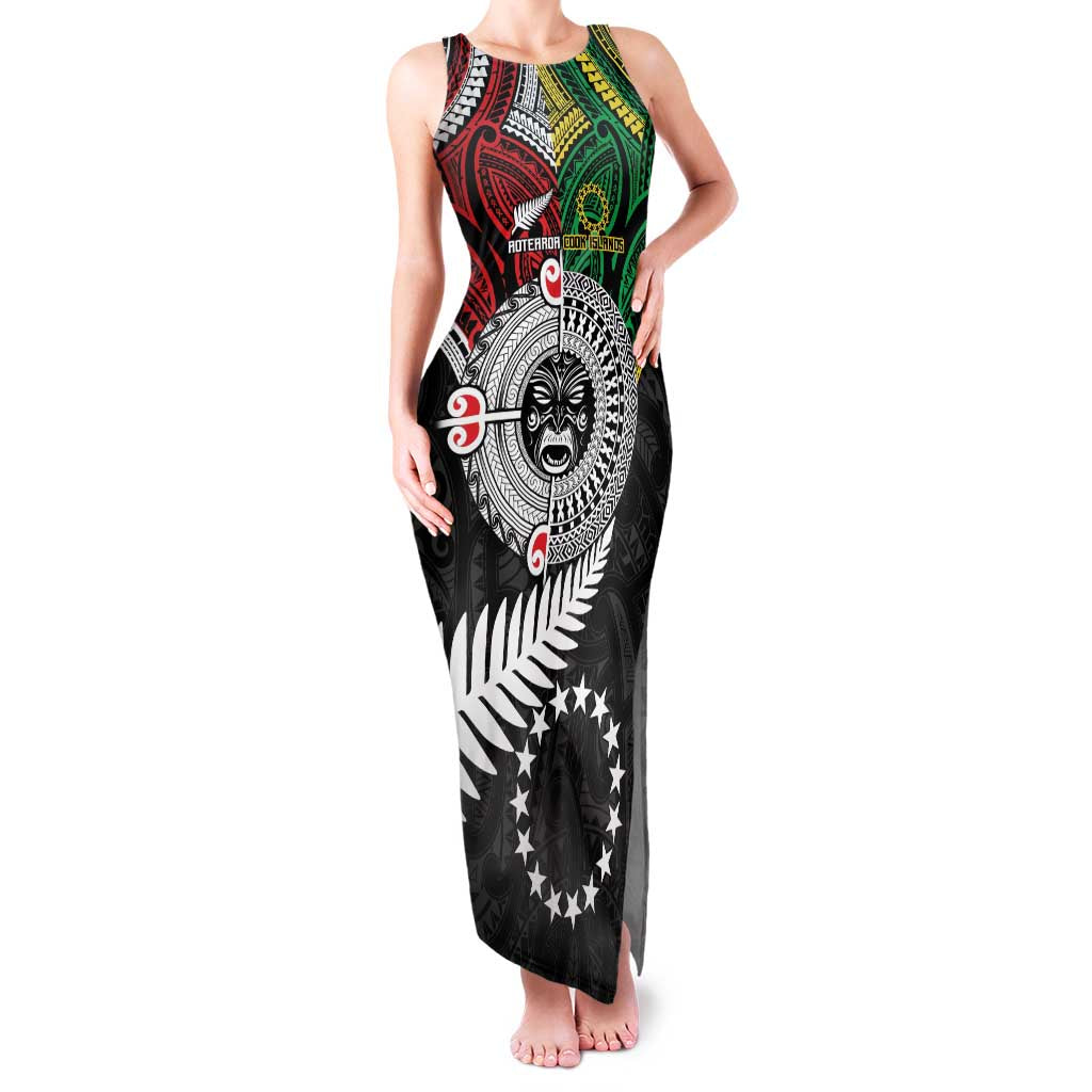 Aotearoa and Cook Islands Mo Te Tiriti Family Matching Tank Maxi Dress and Hawaiian Shirt New Zealand Honour The Treaty Ake!Ake!Ake! LT9 Mom's Dress Green - Polynesian Pride