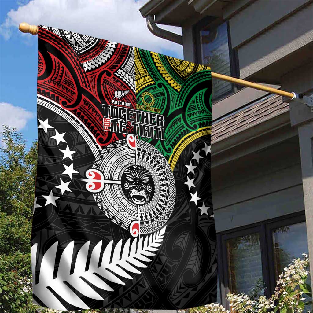 Aotearoa and Cook Islands Mo Te Tiriti Garden Flag New Zealand Honour The Treaty Ake!Ake!Ake! LT9 - Polynesian Pride