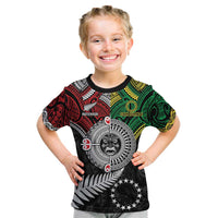 Aotearoa and Cook Islands Mo Te Tiriti Kid T Shirt New Zealand Honour The Treaty Ake!Ake!Ake! LT9 Green - Polynesian Pride