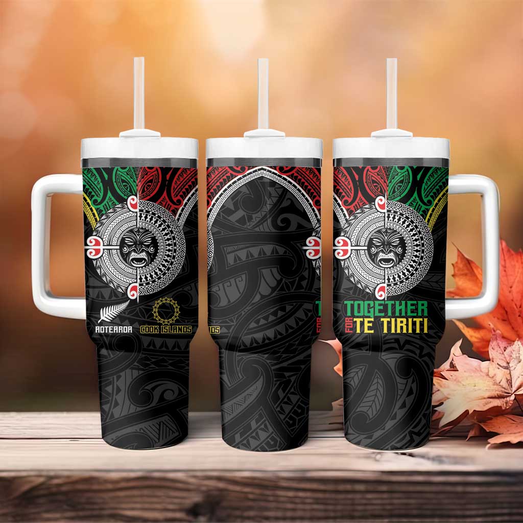 Aotearoa and Cook Islands Mo Te Tiriti Tumbler With Handle New Zealand Honour The Treaty Ake!Ake!Ake! LT9 - Polynesian Pride