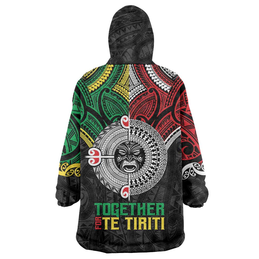 Aotearoa and Cook Islands Mo Te Tiriti Wearable Blanket Hoodie New Zealand Honour The Treaty Ake!Ake!Ake! LT9 - Polynesian Pride