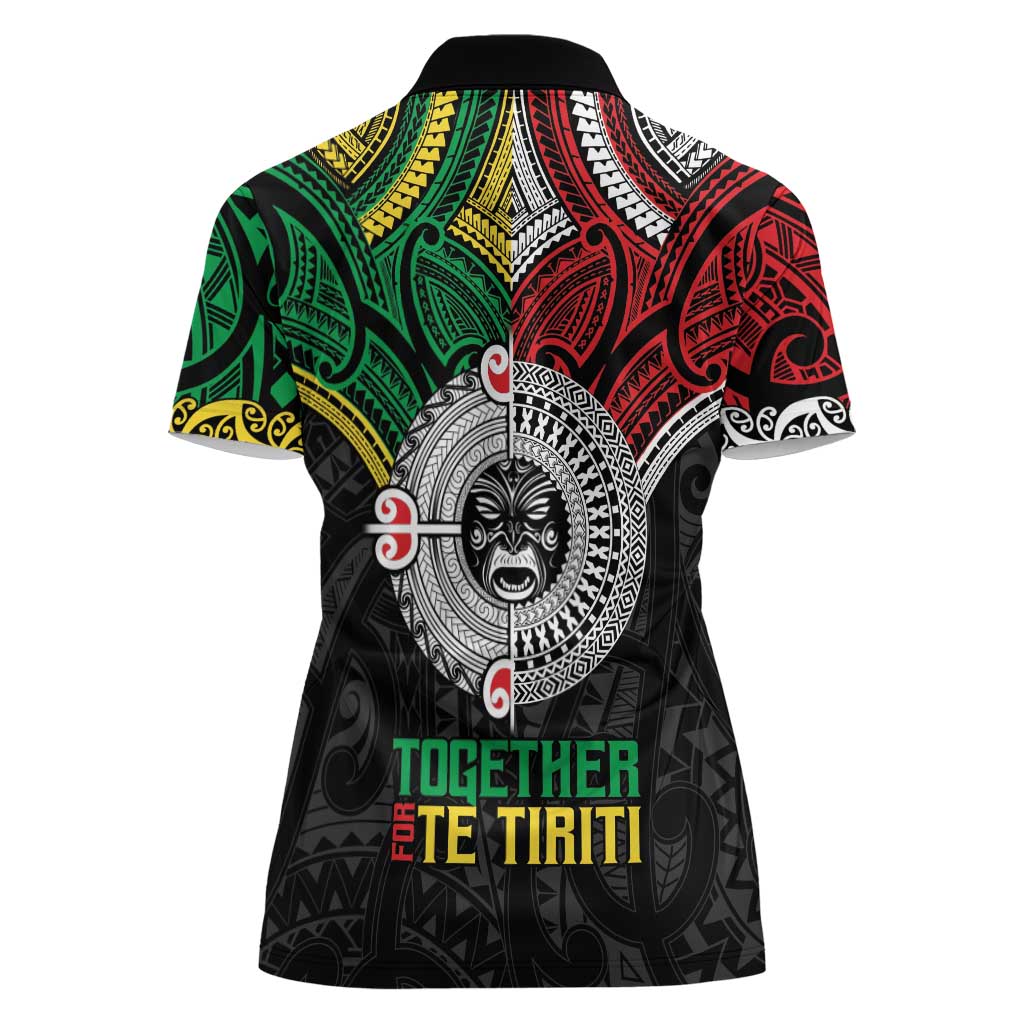 Aotearoa and Cook Islands Mo Te Tiriti Women Polo Shirt New Zealand Honour The Treaty Ake!Ake!Ake! LT9 - Polynesian Pride