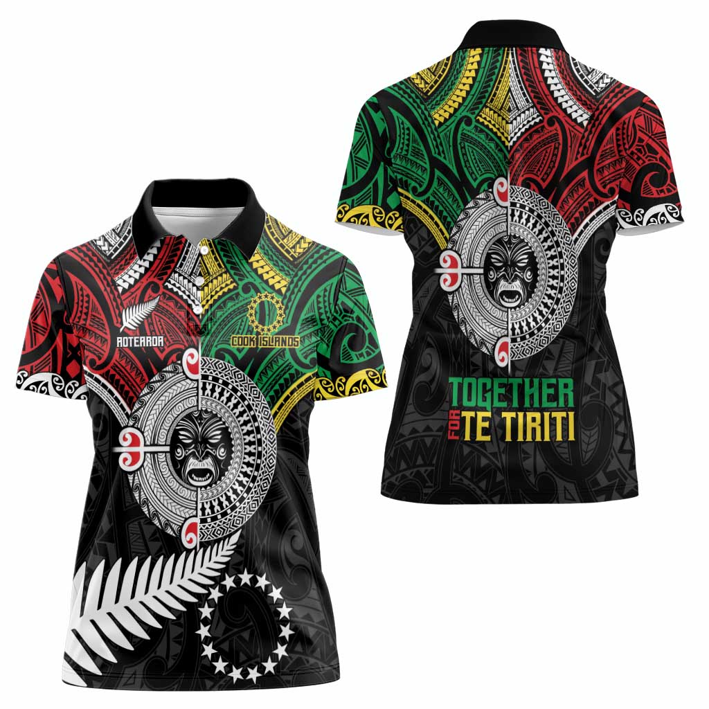 Aotearoa and Cook Islands Mo Te Tiriti Women Polo Shirt New Zealand Honour The Treaty Ake!Ake!Ake! LT9 - Polynesian Pride