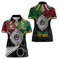 Aotearoa and Cook Islands Mo Te Tiriti Women Polo Shirt New Zealand Honour The Treaty Ake!Ake!Ake! LT9 - Polynesian Pride