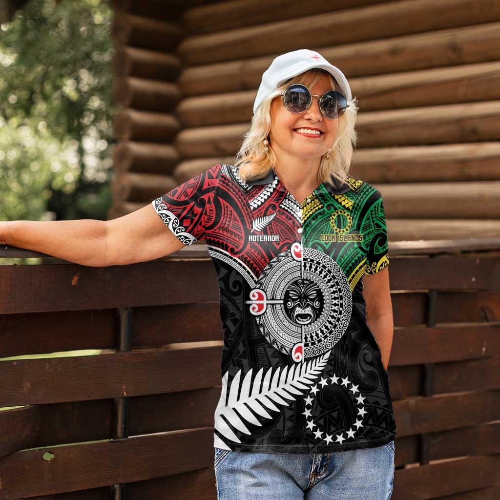 Aotearoa and Cook Islands Mo Te Tiriti Women Polo Shirt New Zealand Honour The Treaty Ake!Ake!Ake! LT9 - Polynesian Pride
