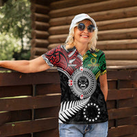 Aotearoa and Cook Islands Mo Te Tiriti Women Polo Shirt New Zealand Honour The Treaty Ake!Ake!Ake! LT9 - Polynesian Pride