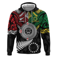 Aotearoa and Cook Islands Mo Te Tiriti Zip Hoodie New Zealand Honour The Treaty Ake!Ake!Ake! LT9 Pullover Hoodie Green - Polynesian Pride