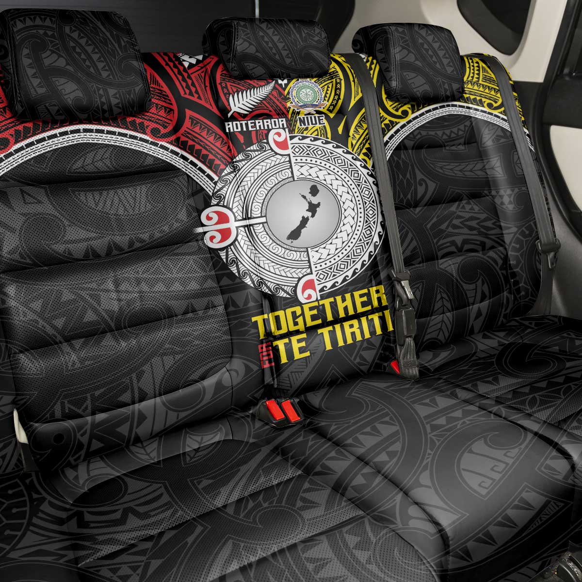 Aotearoa and Niue Mo Te Tiriti Back Car Seat Cover New Zealand Honour The Treaty Ake!Ake!Ake! LT9 - Polynesian Pride
