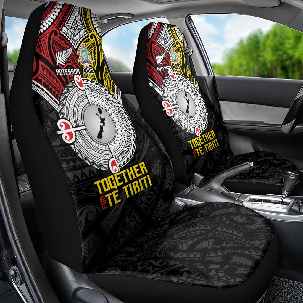 Aotearoa and Niue Mo Te Tiriti Car Seat Cover New Zealand Honour The Treaty Ake!Ake!Ake! LT9 - Polynesian Pride