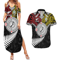Aotearoa and Niue Mo Te Tiriti Couples Matching Summer Maxi Dress and Hawaiian Shirt New Zealand Honour The Treaty Ake!Ake!Ake! LT9 Gold - Polynesian Pride