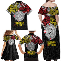 Aotearoa and Niue Mo Te Tiriti Family Matching Off Shoulder Maxi Dress and Hawaiian Shirt New Zealand Honour The Treaty Ake!Ake!Ake! LT9 - Polynesian Pride