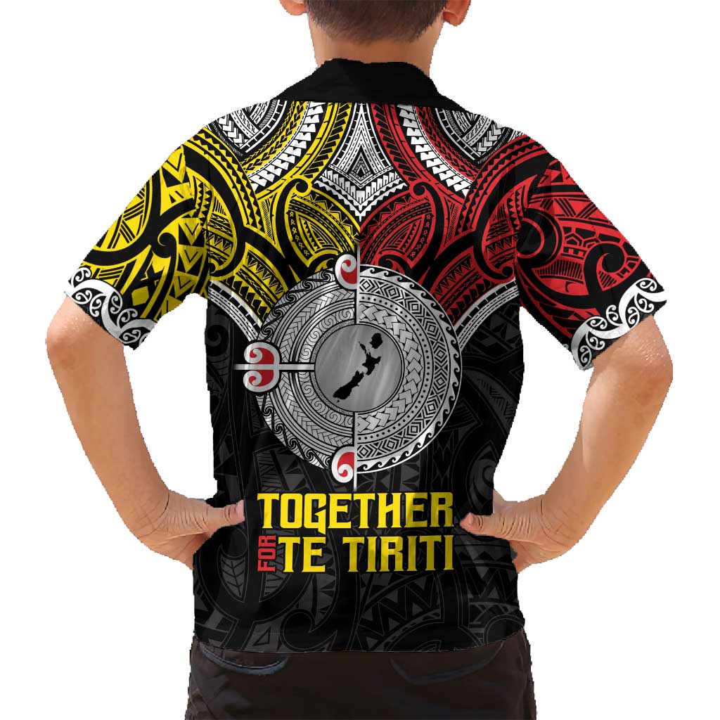 Aotearoa and Niue Mo Te Tiriti Family Matching Off Shoulder Short Dress and Hawaiian Shirt New Zealand Honour The Treaty Ake!Ake!Ake! LT9 - Polynesian Pride