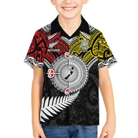 Aotearoa and Niue Mo Te Tiriti Family Matching Puletasi and Hawaiian Shirt New Zealand Honour The Treaty Ake!Ake!Ake! LT9 Son's Shirt Gold - Polynesian Pride