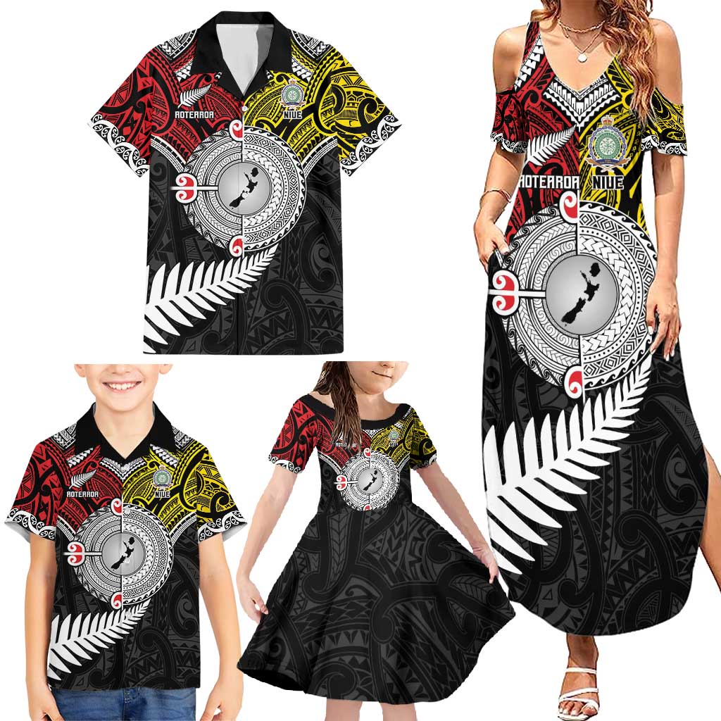 Aotearoa and Niue Mo Te Tiriti Family Matching Summer Maxi Dress and Hawaiian Shirt New Zealand Honour The Treaty Ake!Ake!Ake! LT9 - Polynesian Pride