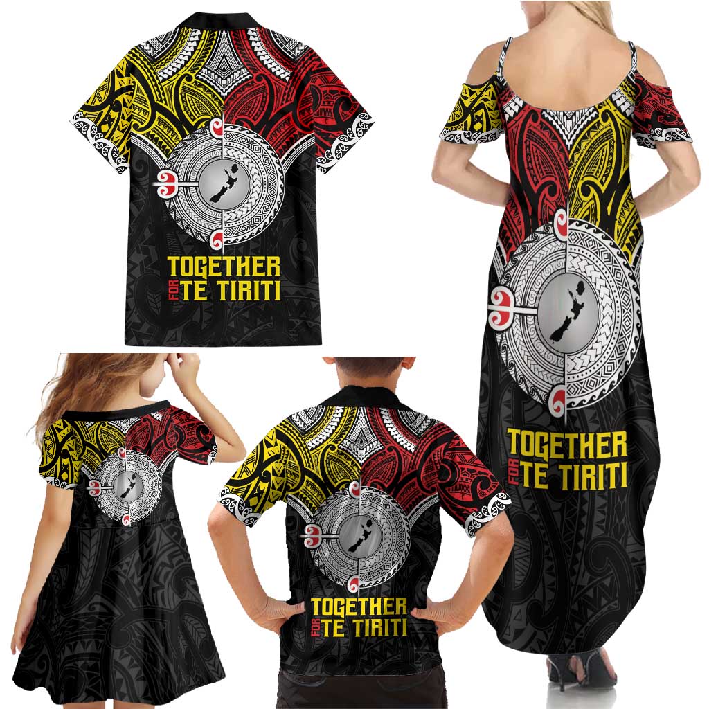 Aotearoa and Niue Mo Te Tiriti Family Matching Summer Maxi Dress and Hawaiian Shirt New Zealand Honour The Treaty Ake!Ake!Ake! LT9 - Polynesian Pride