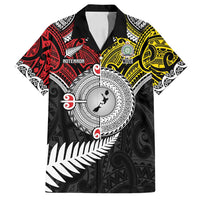 Aotearoa and Niue Mo Te Tiriti Family Matching Summer Maxi Dress and Hawaiian Shirt New Zealand Honour The Treaty Ake!Ake!Ake! LT9 Dad's Shirt - Short Sleeve Gold - Polynesian Pride