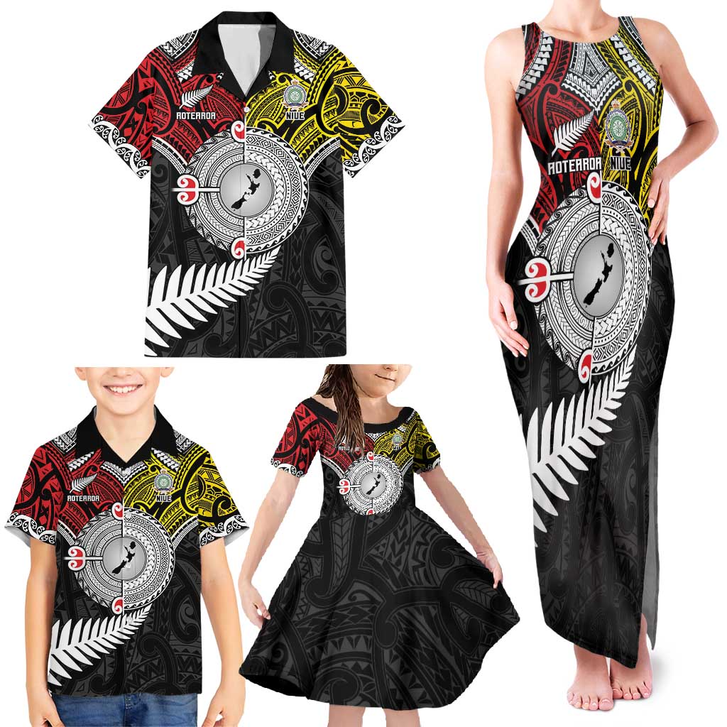 Aotearoa and Niue Mo Te Tiriti Family Matching Tank Maxi Dress and Hawaiian Shirt New Zealand Honour The Treaty Ake!Ake!Ake! LT9 - Polynesian Pride