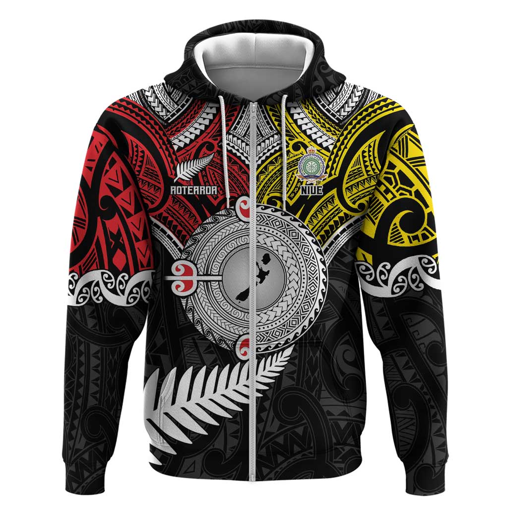 Aotearoa and Niue Mo Te Tiriti Hoodie New Zealand Honour The Treaty Ake!Ake!Ake! LT9 Zip Hoodie Gold - Polynesian Pride